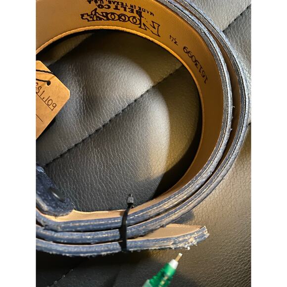 Mens Blue Snakeskin Overlay Nocona Leather Belt Snap-On Strap Sz 34 Wavy Pattern - Picture 7 of 11